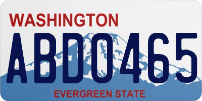 WA license plate ABD0465