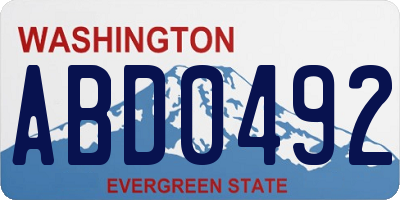 WA license plate ABD0492