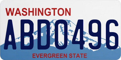 WA license plate ABD0496