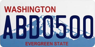 WA license plate ABD0500