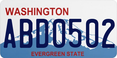 WA license plate ABD0502