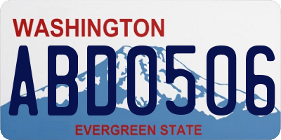 WA license plate ABD0506