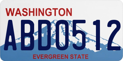 WA license plate ABD0512