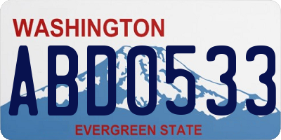 WA license plate ABD0533
