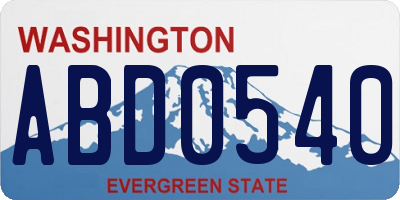 WA license plate ABD0540