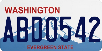 WA license plate ABD0542