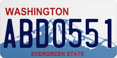 WA license plate ABD0551
