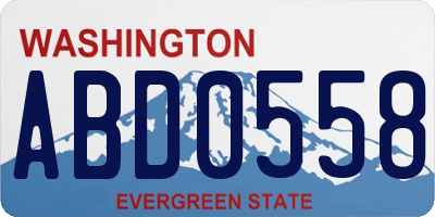 WA license plate ABD0558