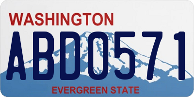 WA license plate ABD0571