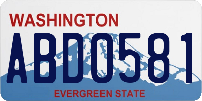 WA license plate ABD0581