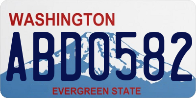 WA license plate ABD0582