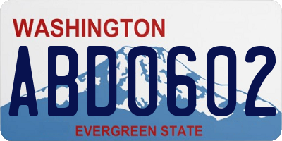 WA license plate ABD0602