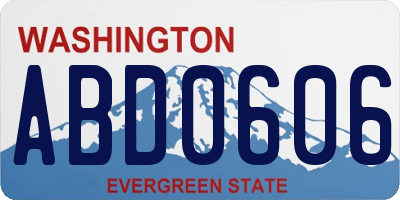 WA license plate ABD0606