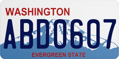 WA license plate ABD0607