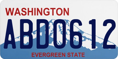 WA license plate ABD0612