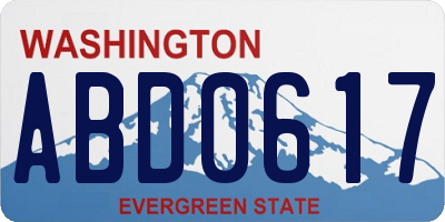 WA license plate ABD0617