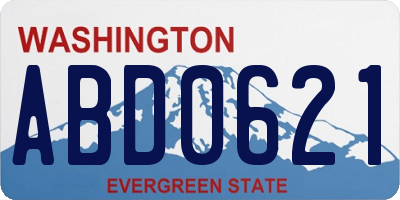 WA license plate ABD0621