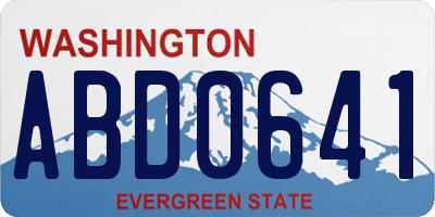 WA license plate ABD0641