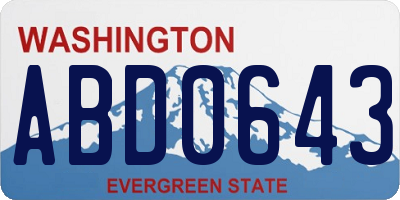 WA license plate ABD0643