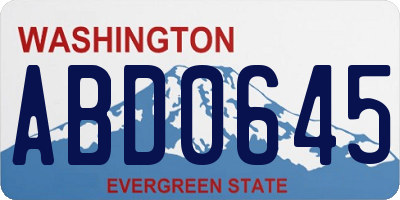 WA license plate ABD0645