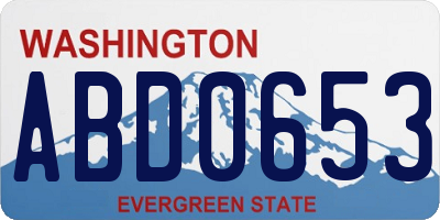 WA license plate ABD0653
