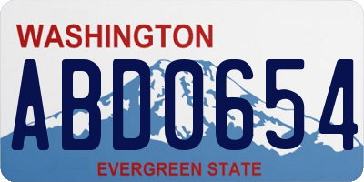 WA license plate ABD0654
