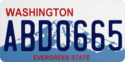 WA license plate ABD0665