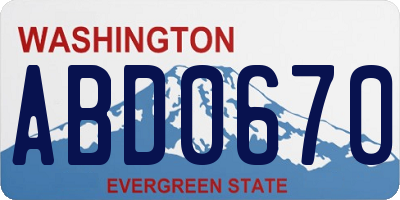 WA license plate ABD0670