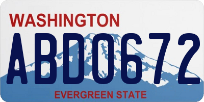 WA license plate ABD0672
