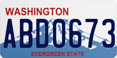 WA license plate ABD0673