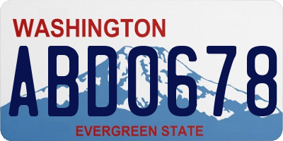 WA license plate ABD0678