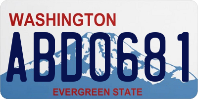 WA license plate ABD0681