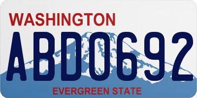 WA license plate ABD0692