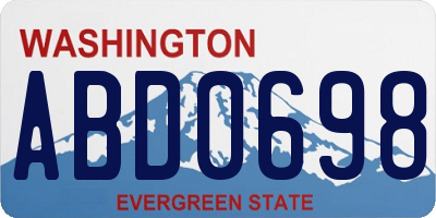 WA license plate ABD0698
