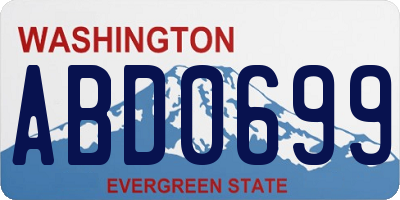 WA license plate ABD0699