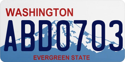 WA license plate ABD0703