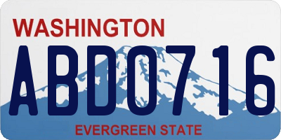 WA license plate ABD0716