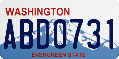WA license plate ABD0731