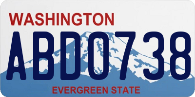 WA license plate ABD0738