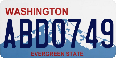 WA license plate ABD0749
