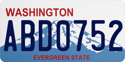 WA license plate ABD0752