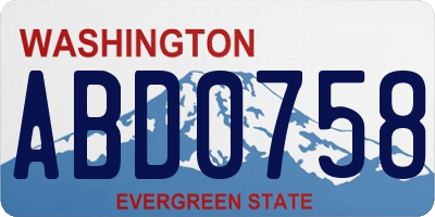 WA license plate ABD0758