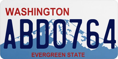 WA license plate ABD0764