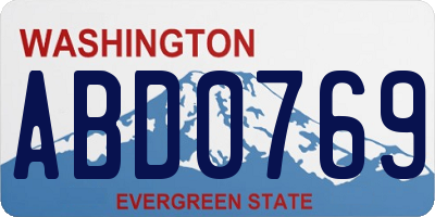 WA license plate ABD0769