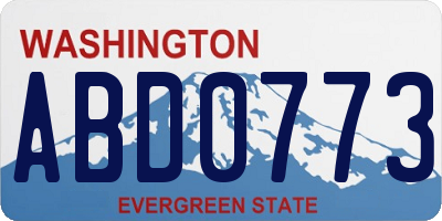 WA license plate ABD0773