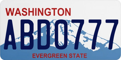WA license plate ABD0777