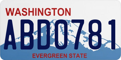 WA license plate ABD0781