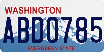 WA license plate ABD0785