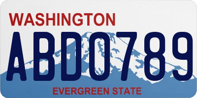 WA license plate ABD0789