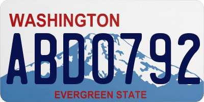 WA license plate ABD0792